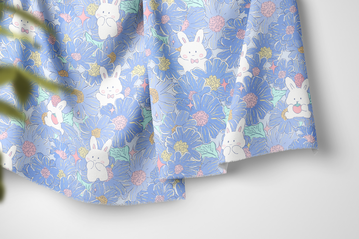 Bluebell Bunny kids mukhawar fabric print