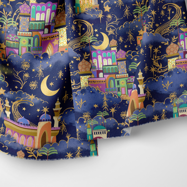 Midnight Celestial mukhawar fabric