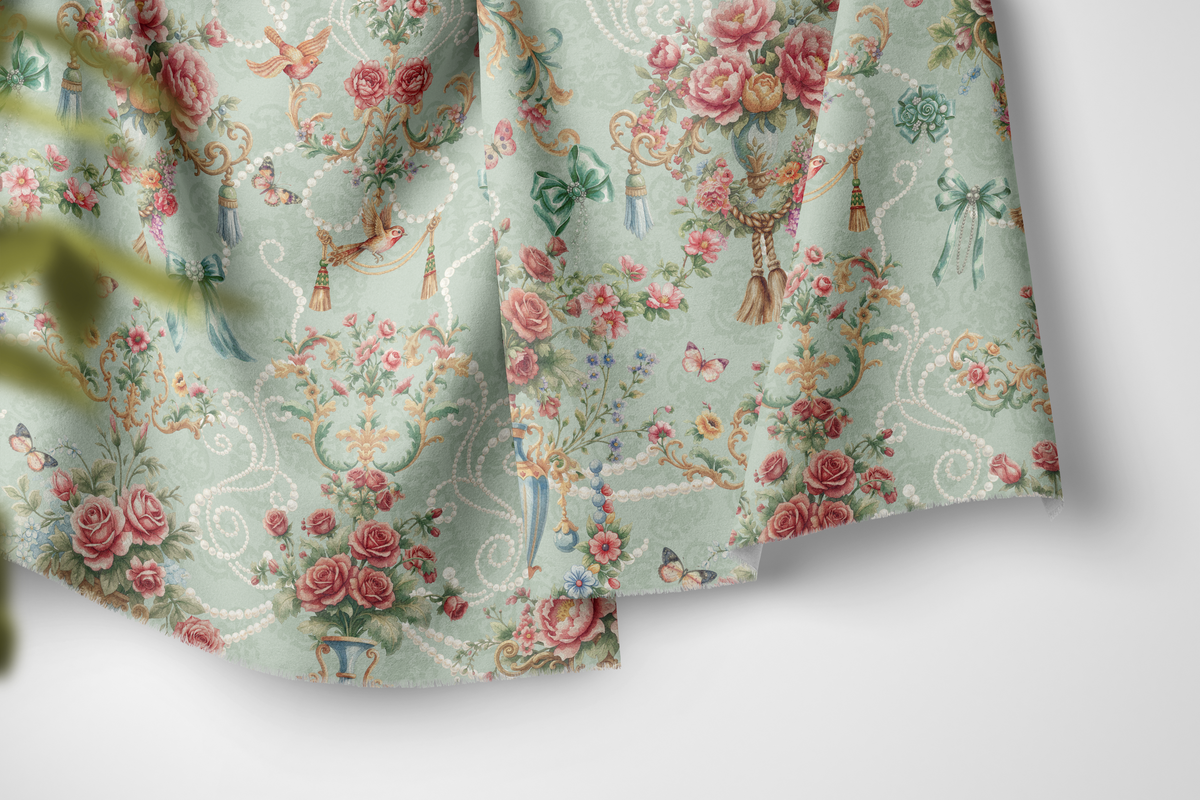 Royal Rococo French floral print mukhawar fabric